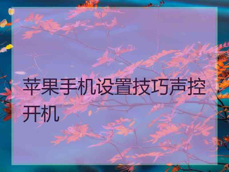 苹果手机设置技巧声控开机 苹果手机设置技巧声控开机