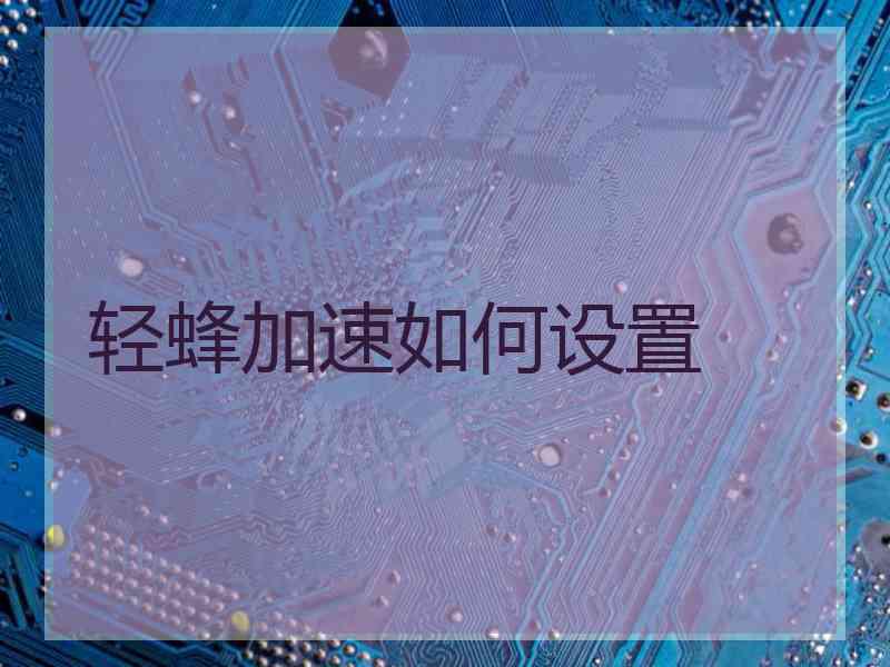 轻蜂加速如何设置 轻蜂加速如何设置