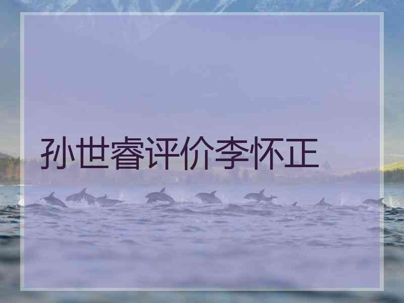 孙世睿评价李怀正