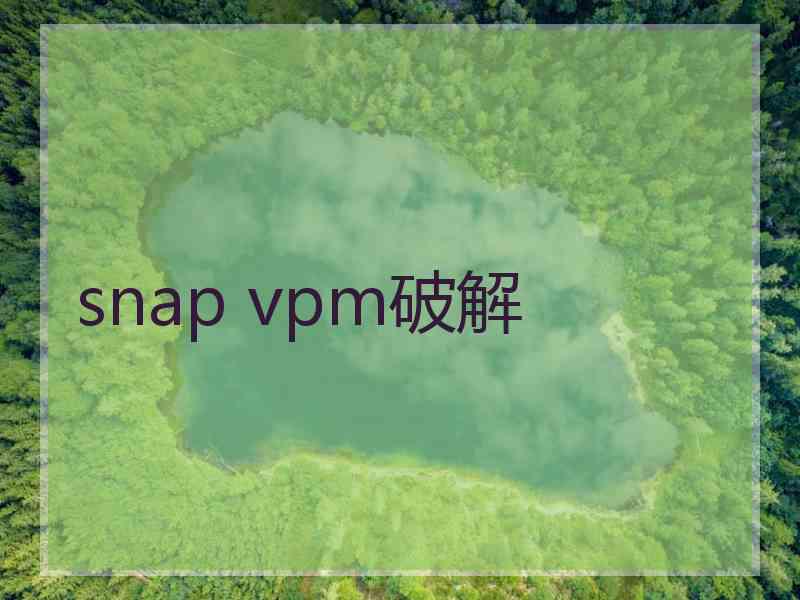 snap vpm破解