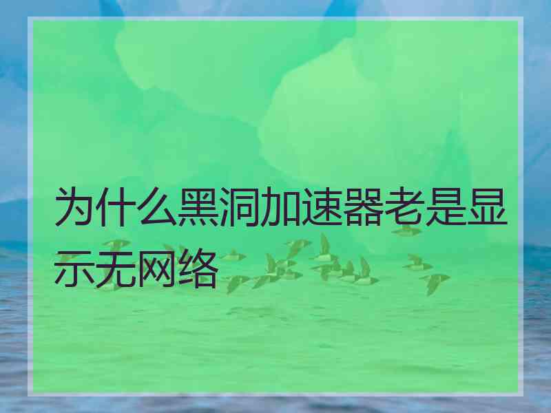 为什么黑洞加速器老是显示无网络