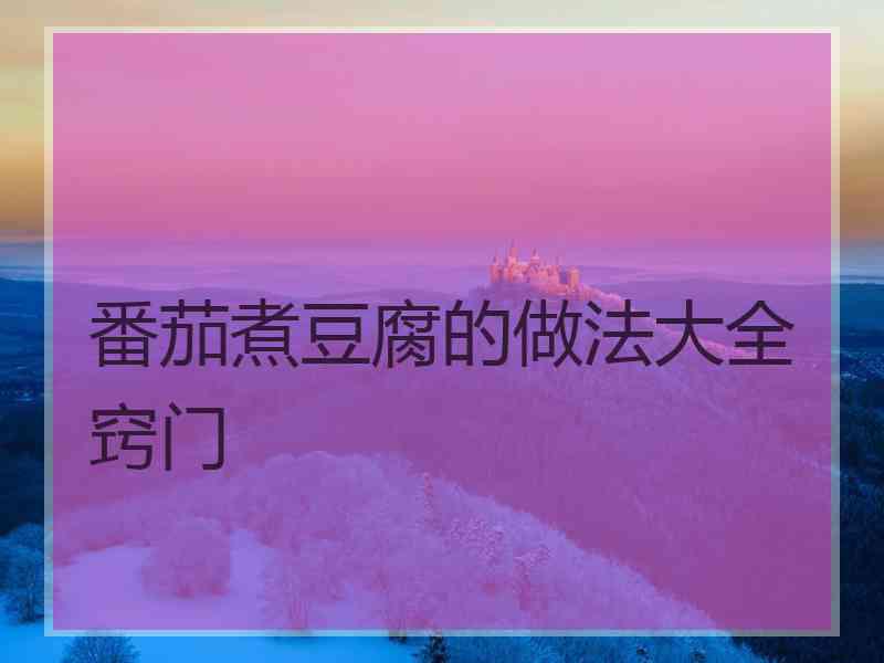 番茄煮豆腐的做法大全窍门