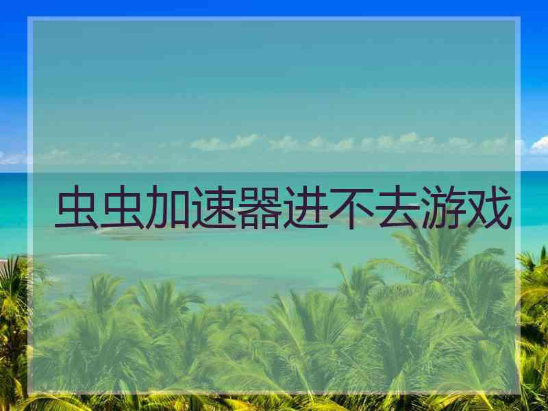 虫虫加速器进不去游戏